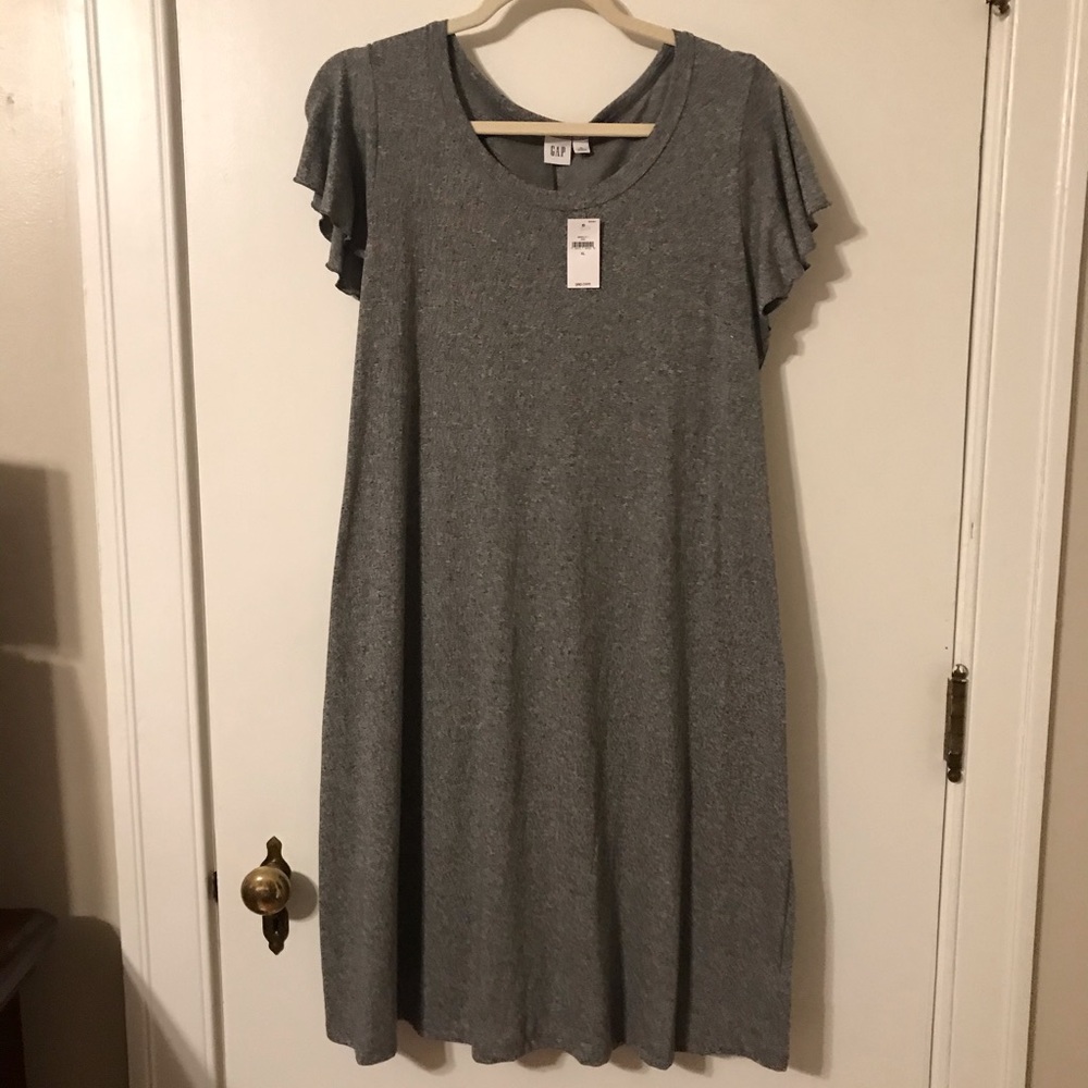 NWT gap flutter sleeve swing dress in light gray